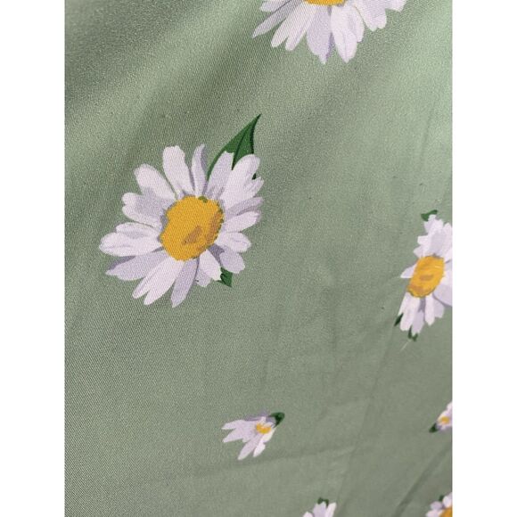 Belle Poque A Line Fit & Flare Green Daisy Midi Dress Womens XL Pockets Smocked - Picture 6 of 9